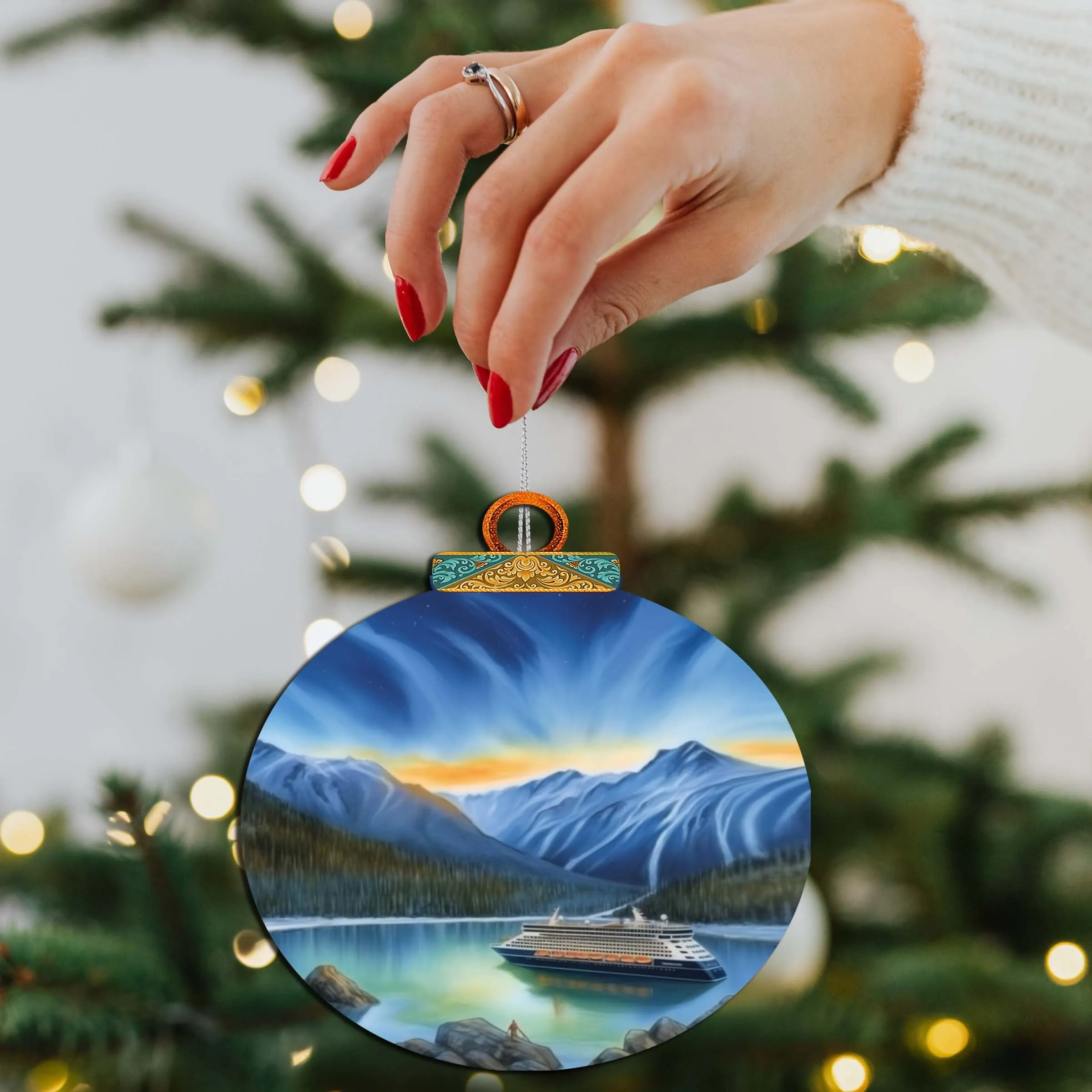 Alaska's Mountain Splendor Wooden Ornaments by G.Debrekht - Wildlife Holiday Décor - 870066