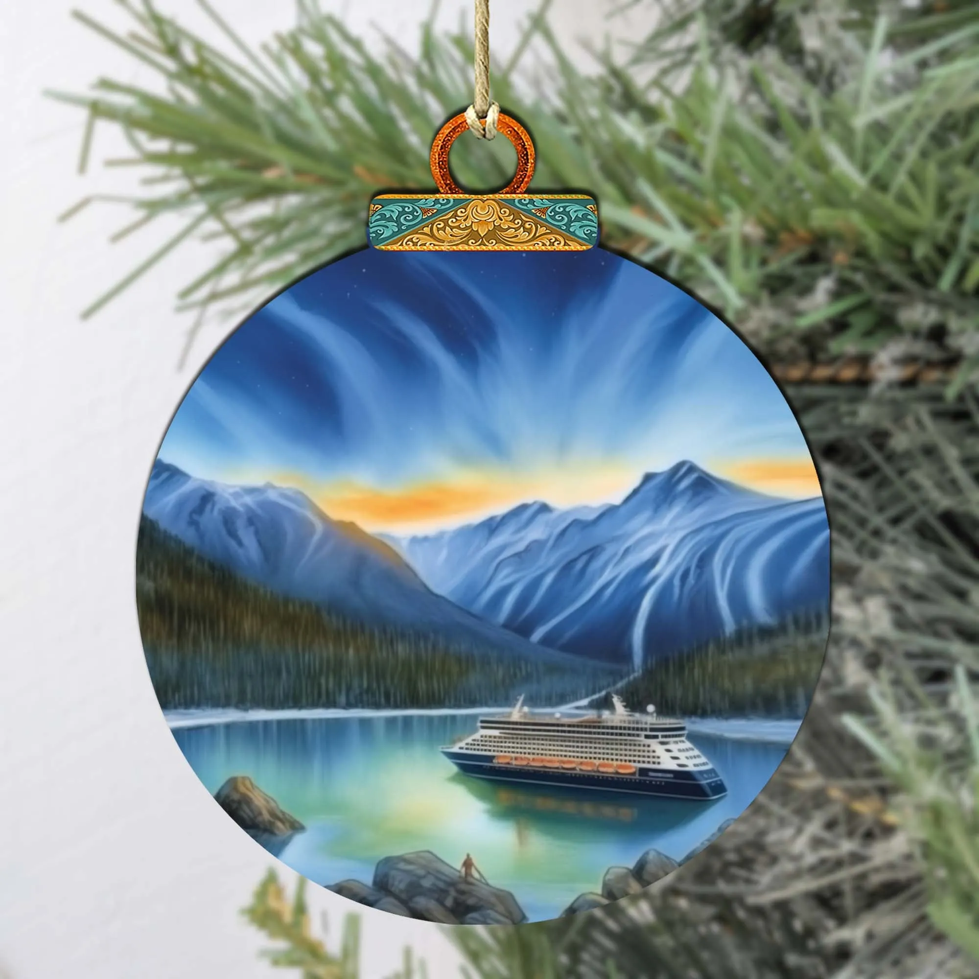 Alaska's Mountain Splendor Wooden Ornaments by G.Debrekht - Wildlife Holiday Décor - 870066
