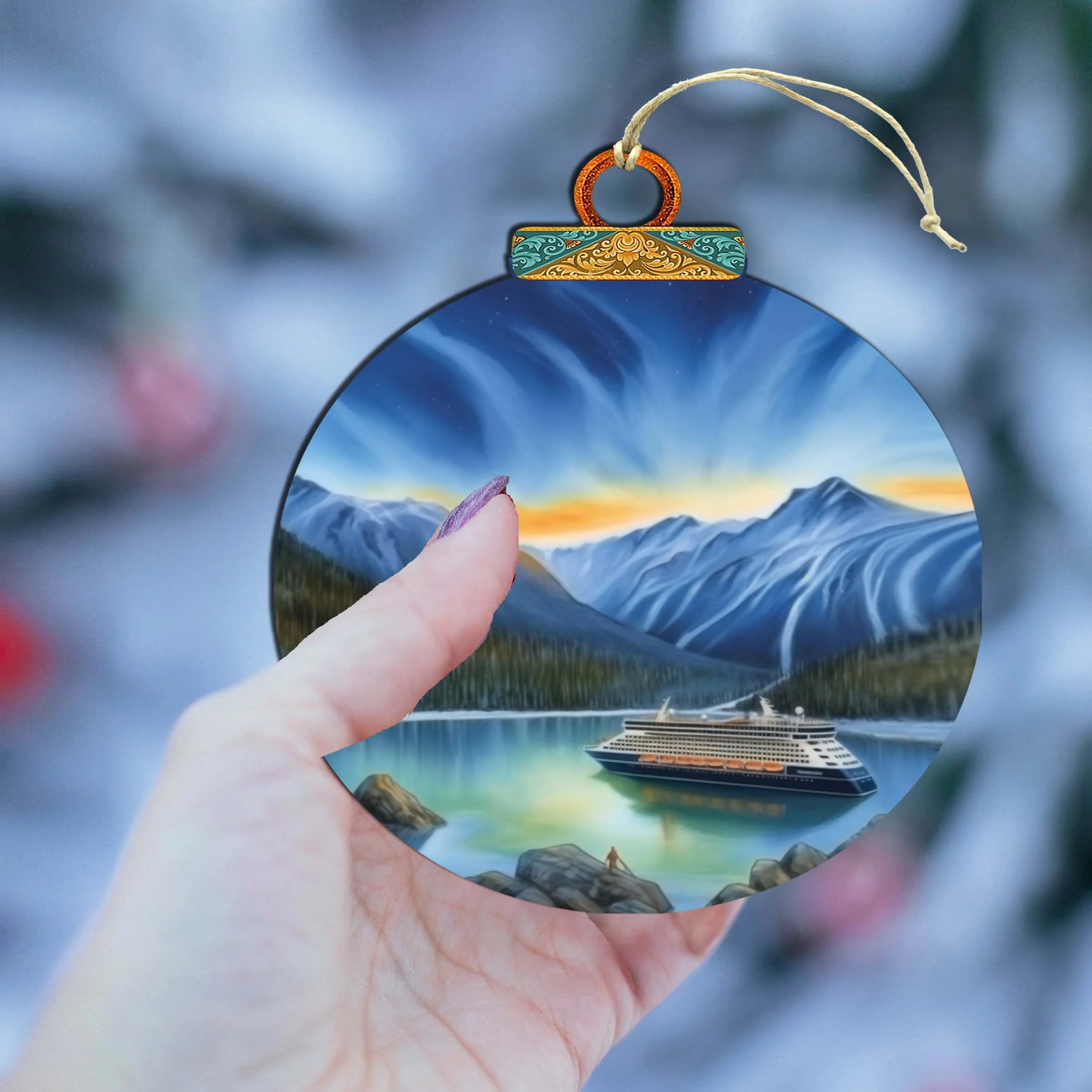 Alaska's Mountain Splendor Wooden Ornaments by G.Debrekht - Wildlife Holiday Décor - 870066