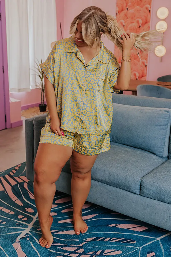 Always Down To Chill Pajama Shorts In Yellow Curves