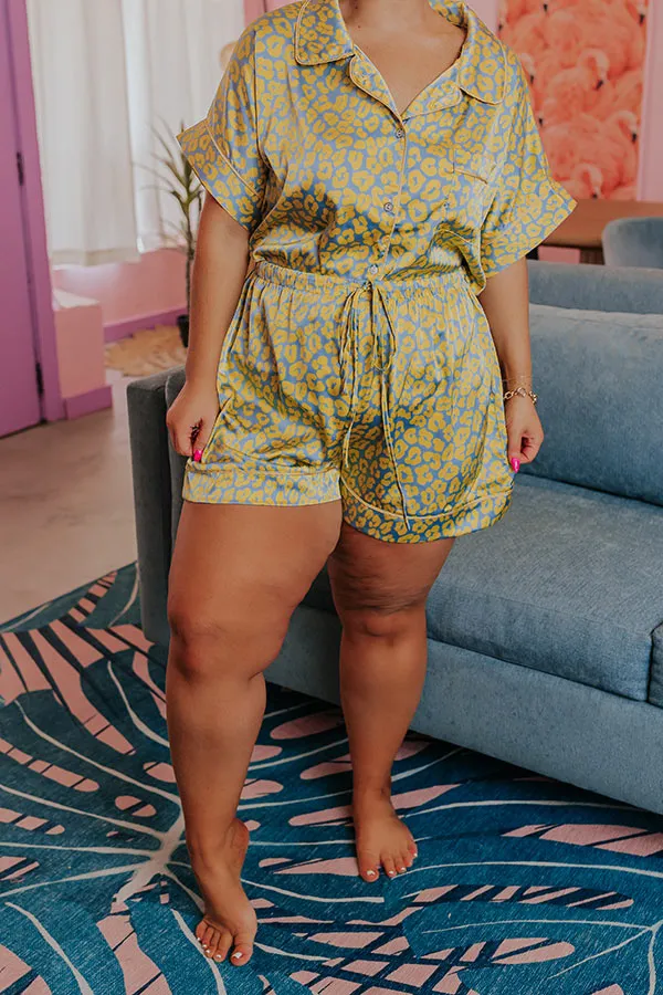 Always Down To Chill Pajama Shorts In Yellow Curves