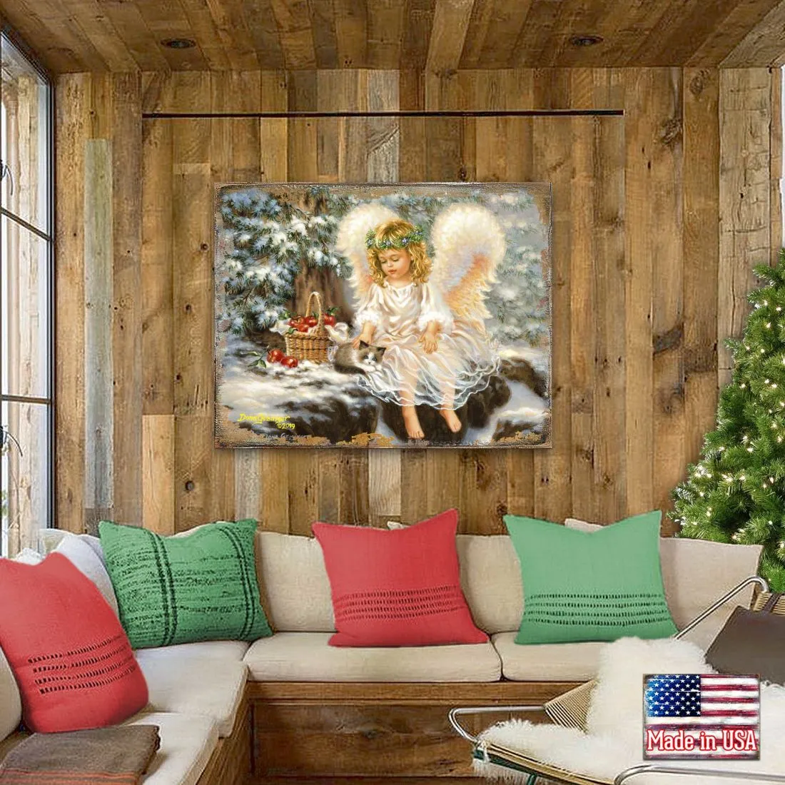 American Angel Winter Companions Wooden Wall Art by D. Gelsinger - Nativity Holiday Décor - 95657B-0718