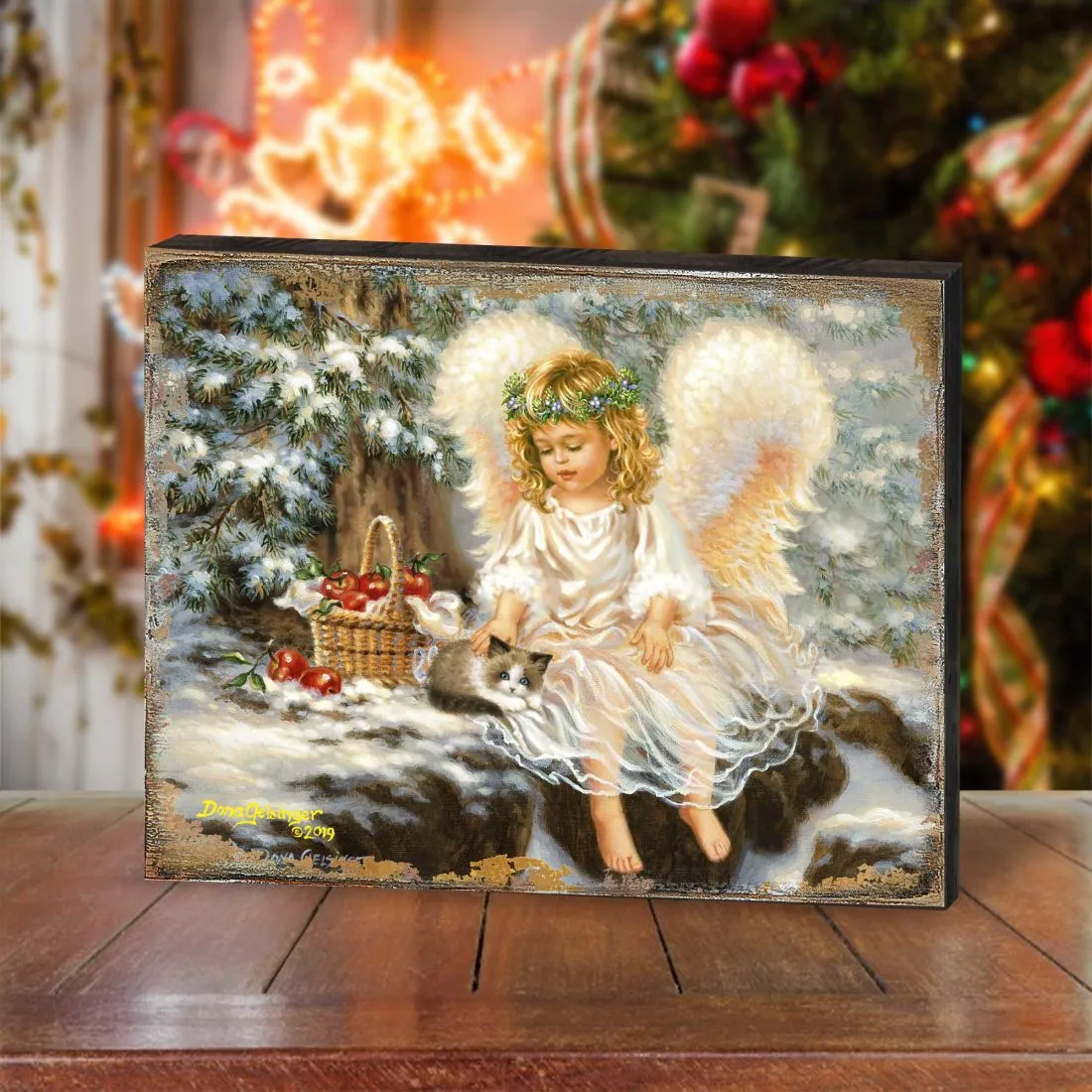 American Angel Winter Companions Wooden Wall Art by D. Gelsinger - Nativity Holiday Décor - 95657B-0718