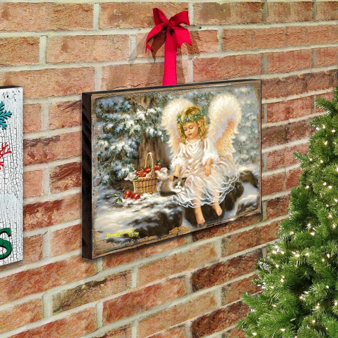 American Angel Winter Companions Wooden Wall Art by D. Gelsinger - Nativity Holiday Décor - 95657B-0718