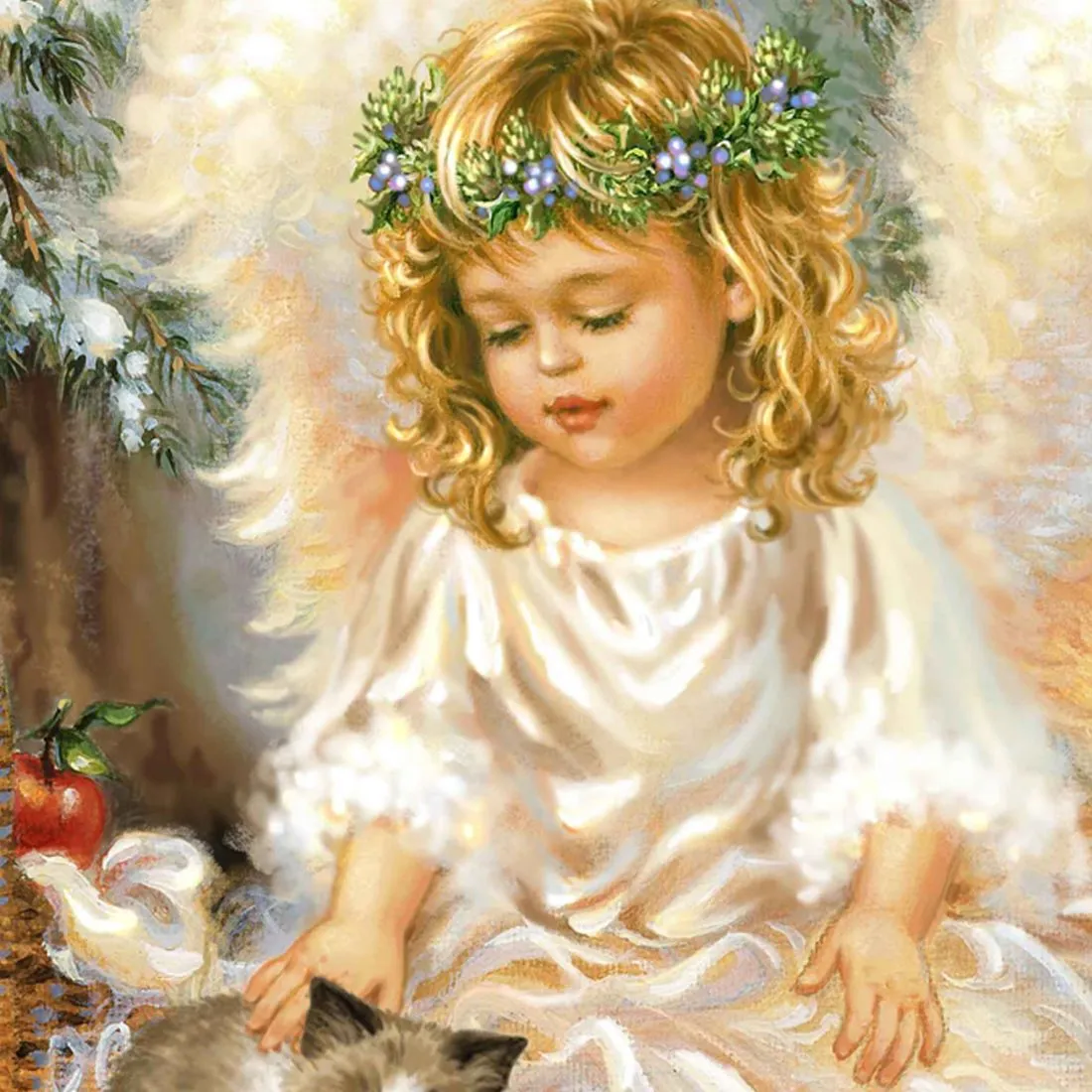 American Angel Winter Companions Wooden Wall Art by D. Gelsinger - Nativity Holiday Décor - 95657B-0718
