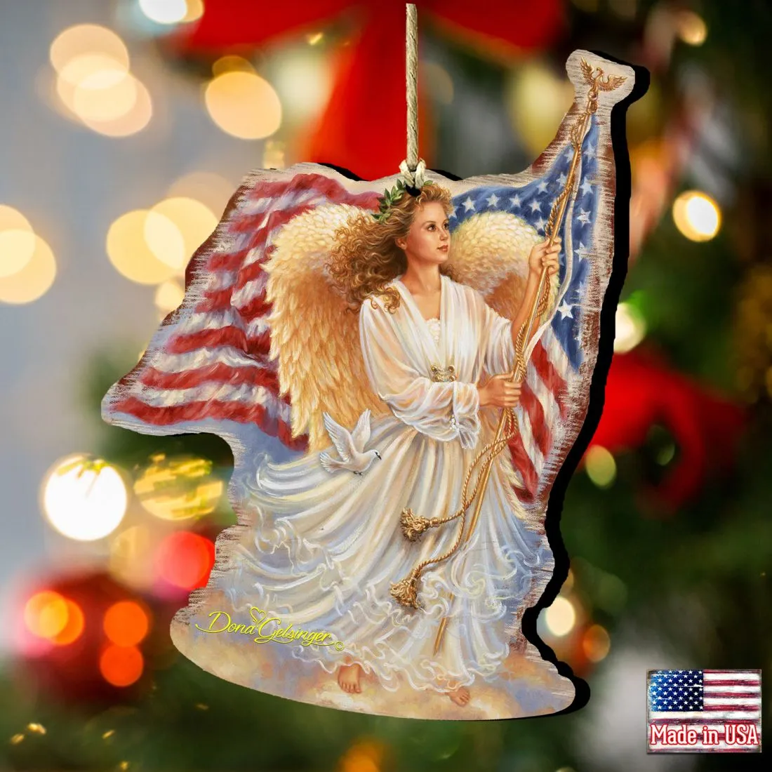 American Angel Wooden Ornaments by Gelsinger - American Christmas Decor - 8161021-0107