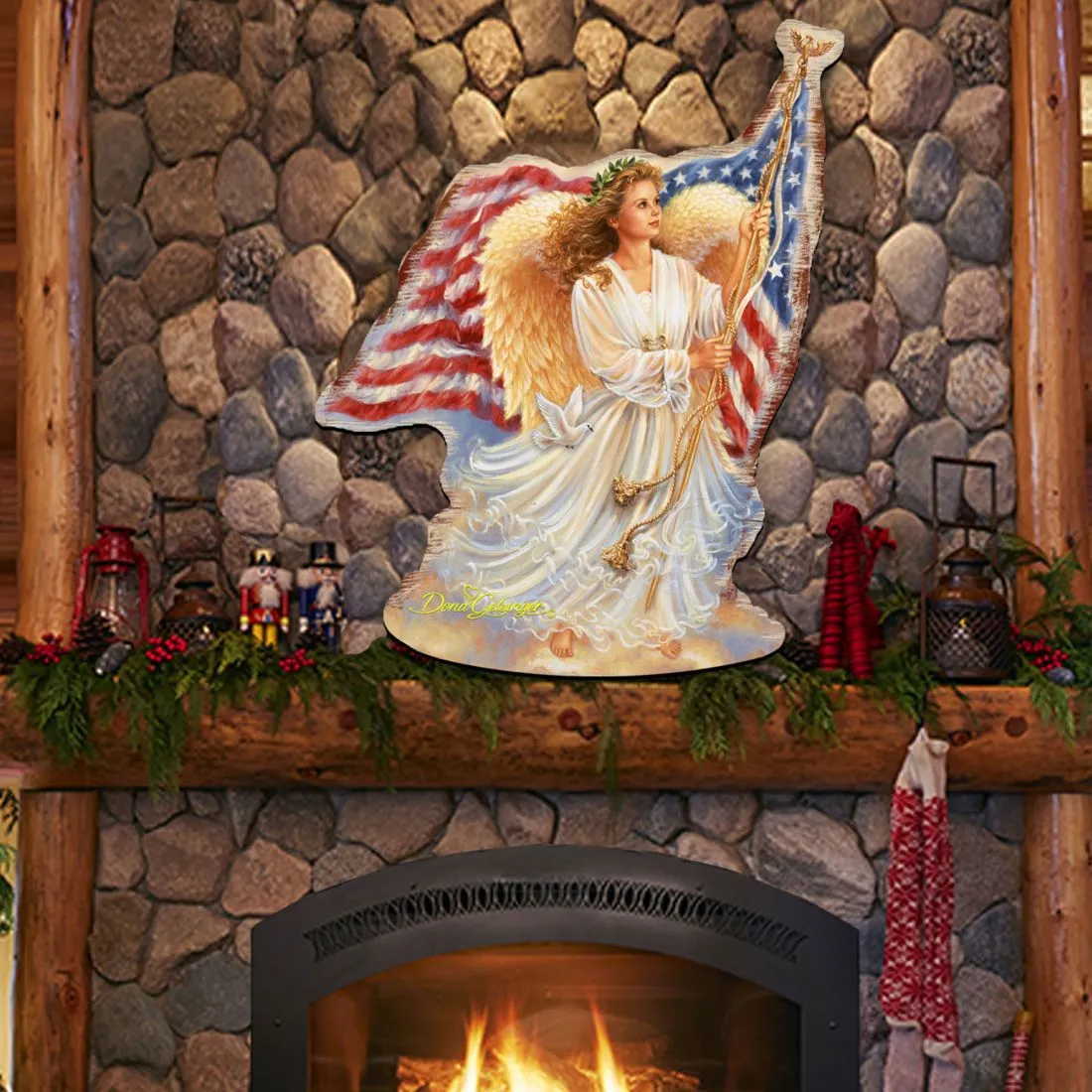 American Freedom Angel Holiday Door Decor by D. Gelsinger - American Christmas Decor - 8461021H-0107