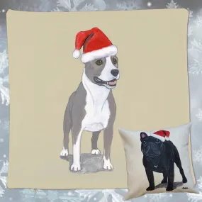 American Staffordshire Terrier Santa Pillow Cover American Staffordshire Terrier Santa Pillow Cover