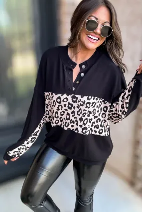 Animal Print Contrast Pullover Animal Print Contrast Pullover
