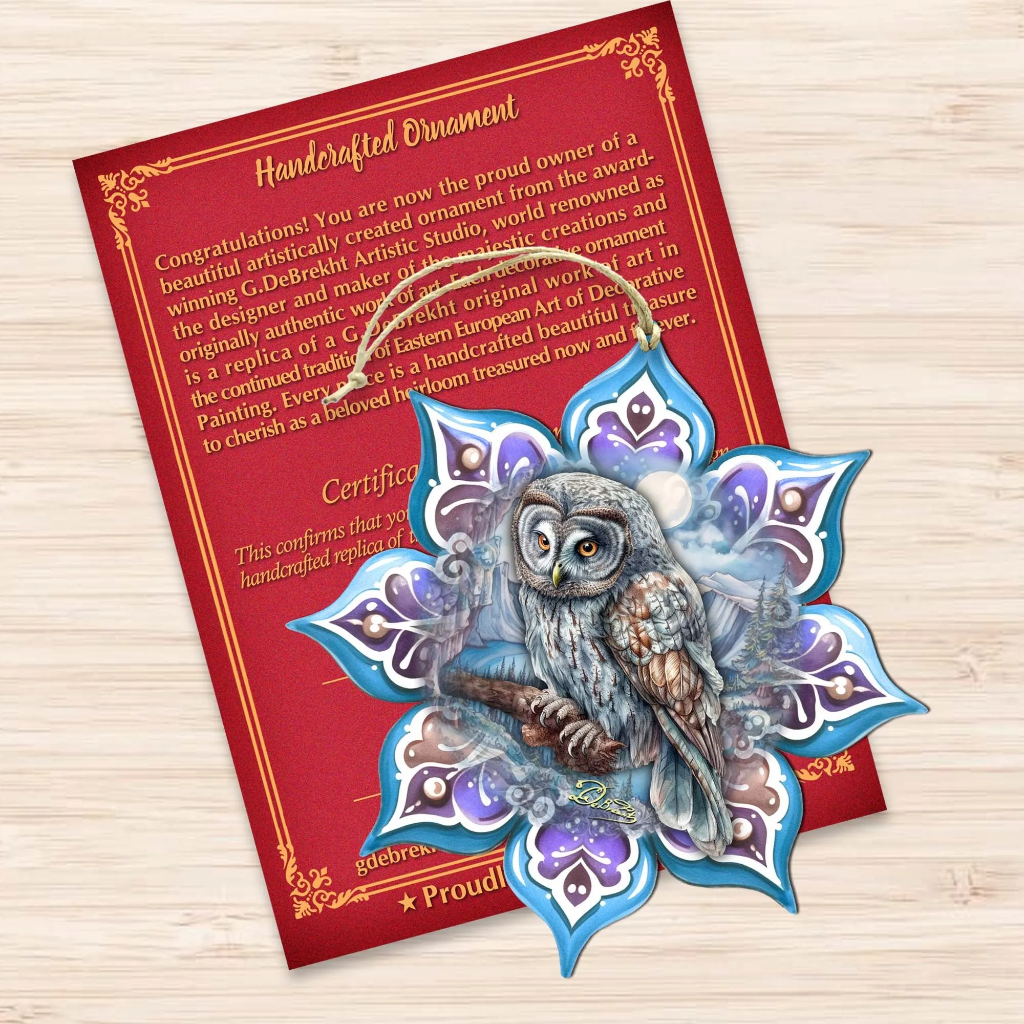 Arctic Owl Snowflake Wooden Ornaments by G. Debrekht - Nature Wildlife Décor - 8688435