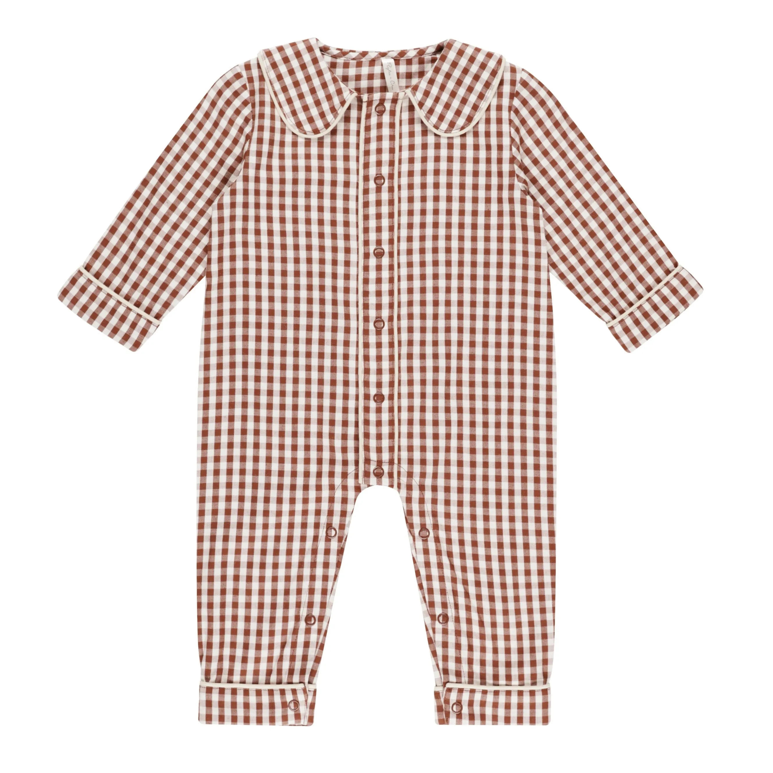 Baby Pajama Romper | Brick Gingham