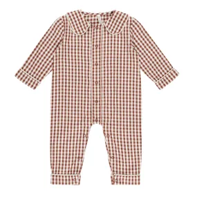 Baby Pajama Romper | Brick Gingham Baby Pajama Romper | Brick Gingham
