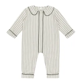 Baby Pajama Romper | Forest Pinstripe Baby Pajama Romper | Forest Pinstripe