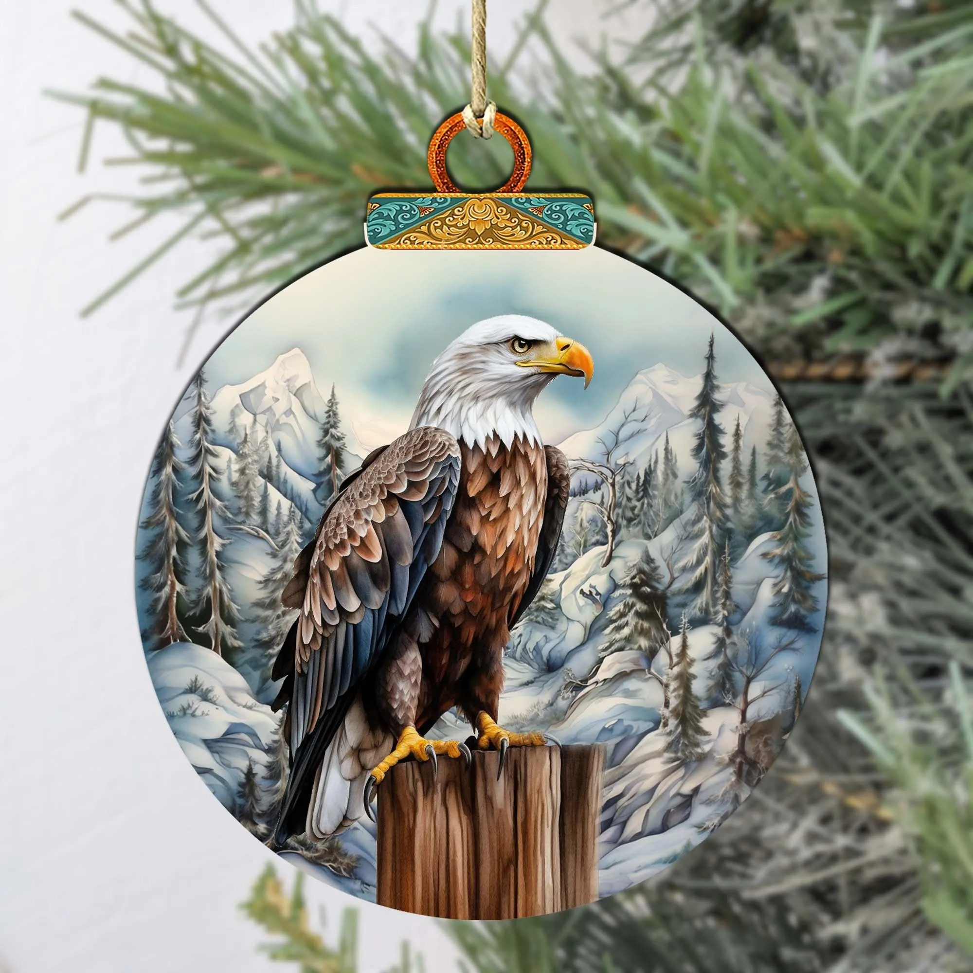 Bald Eagle in Alaska Wooden Ornaments by G.Debrekht - Wildlife Holiday Décor - 870061