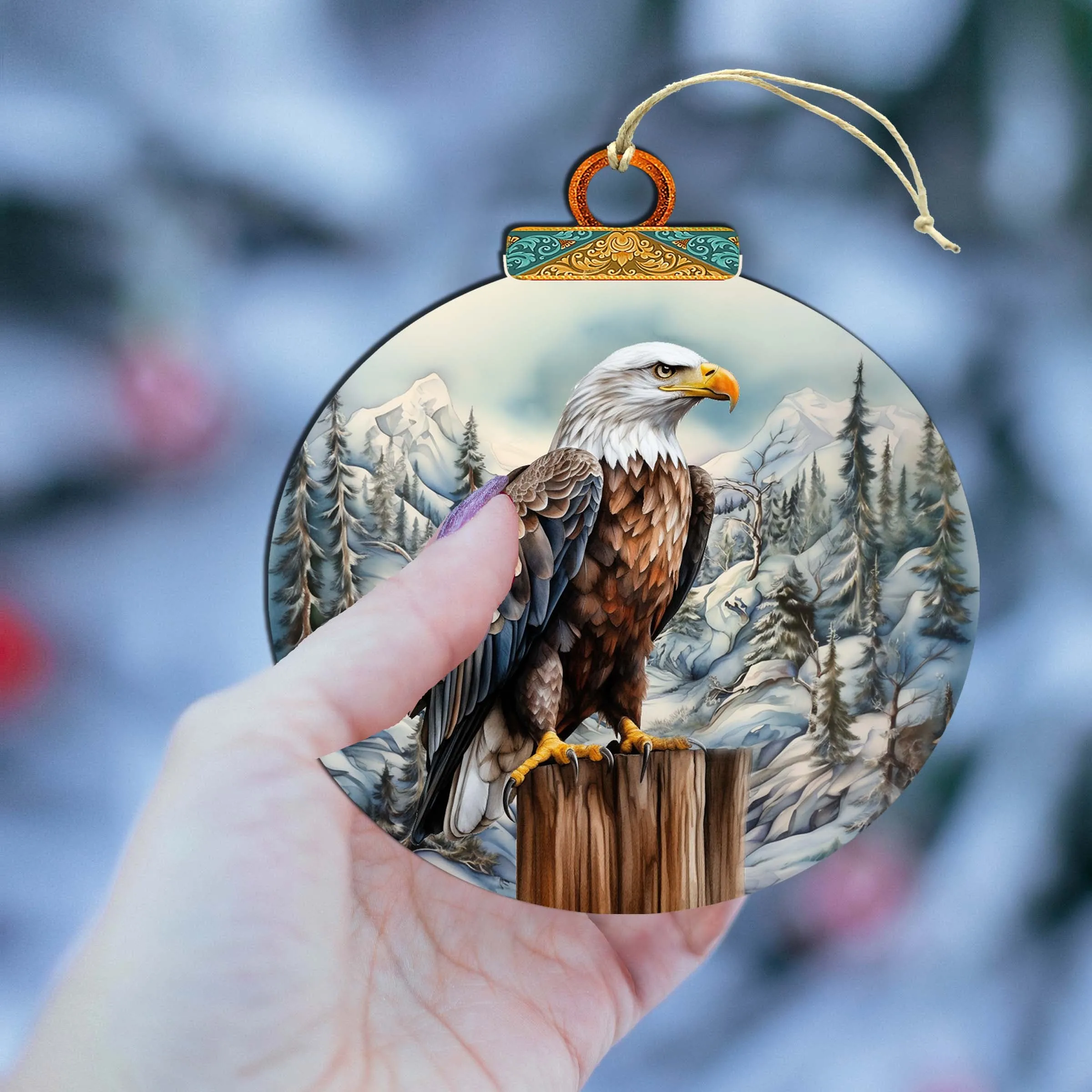 Bald Eagle in Alaska Wooden Ornaments by G.Debrekht - Wildlife Holiday Décor - 870061