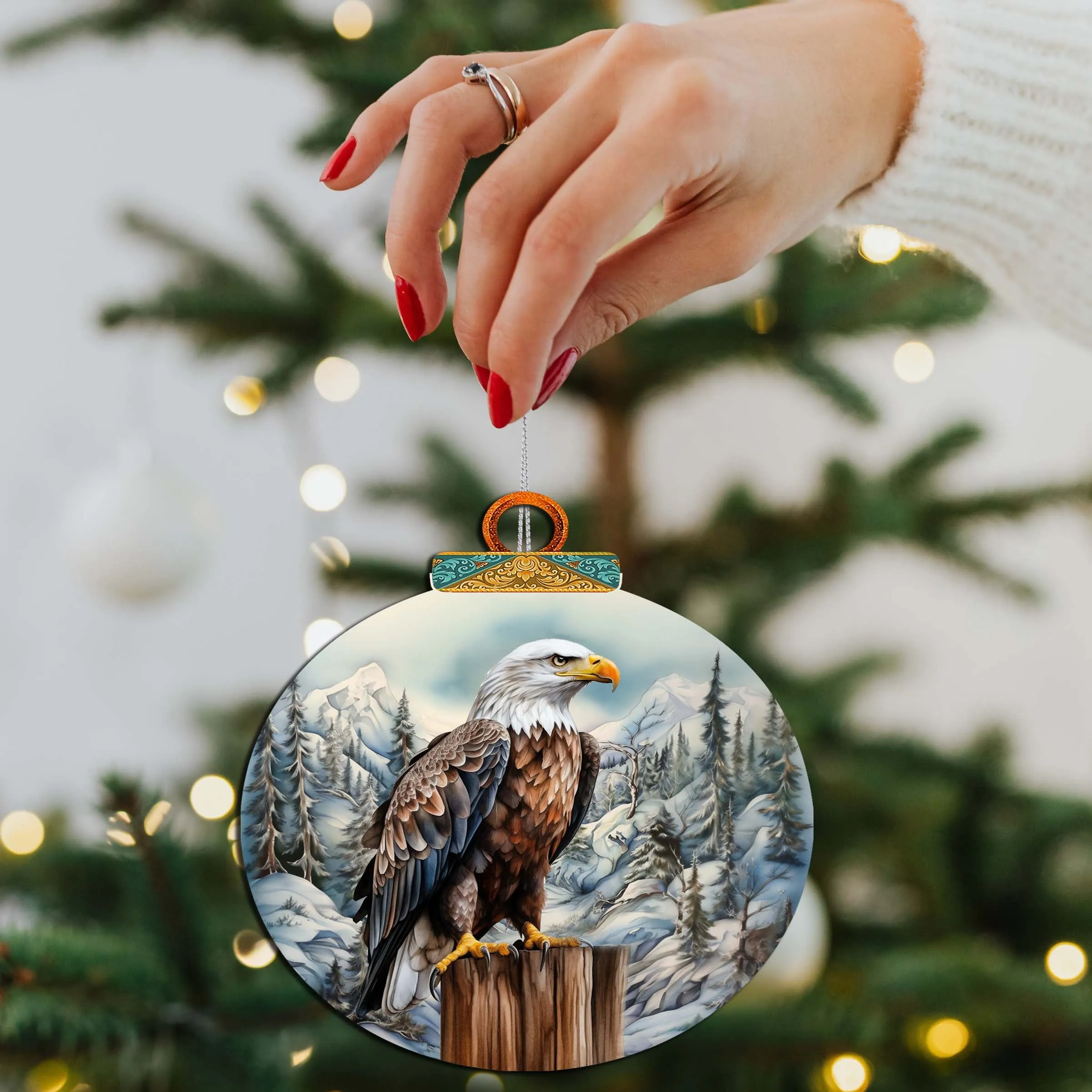 Bald Eagle in Alaska Wooden Ornaments by G.Debrekht - Wildlife Holiday Décor - 870061