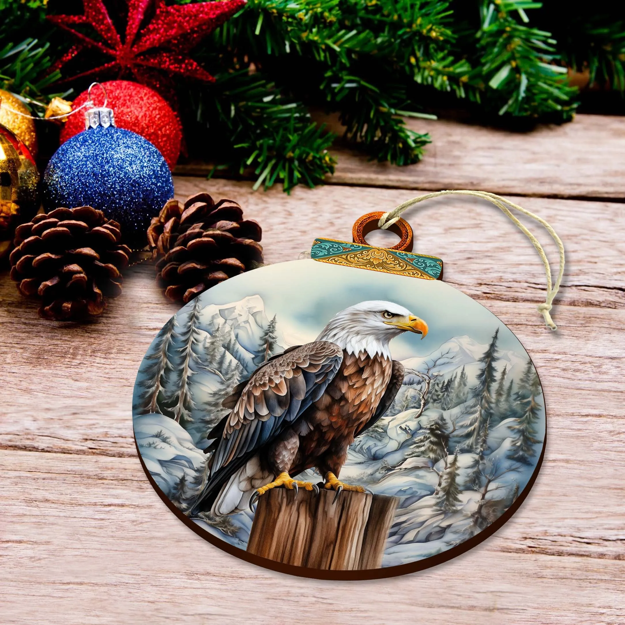 Bald Eagle in Alaska Wooden Ornaments by G.Debrekht - Wildlife Holiday Décor - 870061