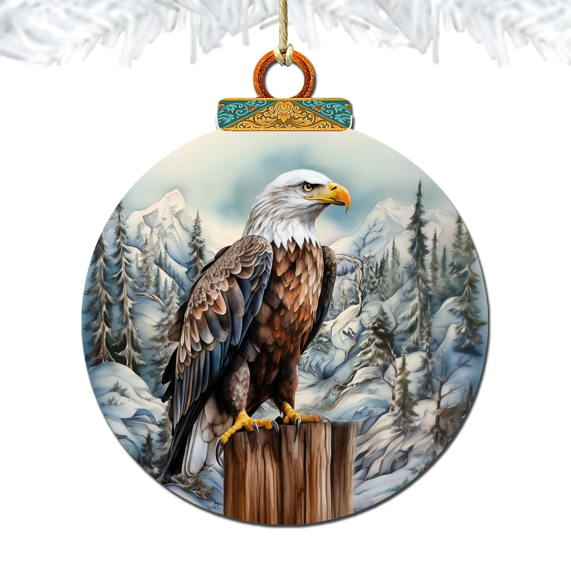 Bald Eagle in Alaska Wooden Ornaments by G.Debrekht - Wildlife Holiday Décor - 870061