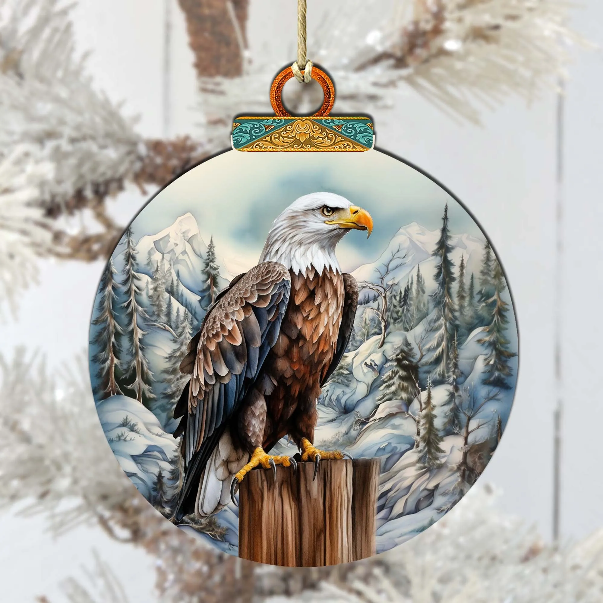 Bald Eagle in Alaska Wooden Ornaments by G.Debrekht - Wildlife Holiday Décor - 870061