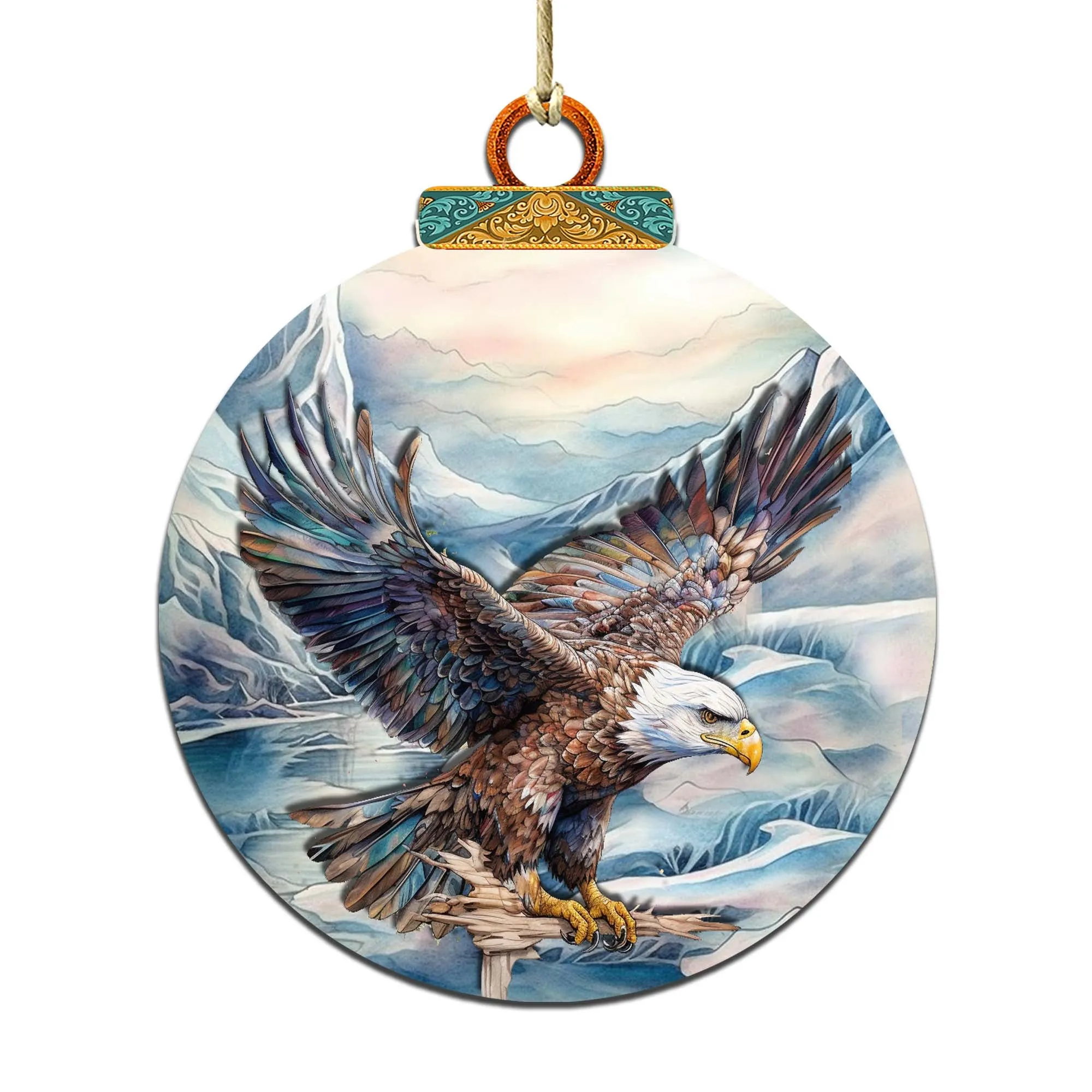 Bald Eagle in Alaska's Sky Wooden Ornaments by G.Debrekht - Wildlife Holiday Décor - 870064