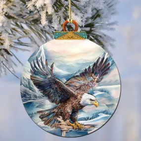 Bald Eagle in Alaska's Sky Wooden Ornaments by G.Debrekht - Wildlife Holiday Décor - 870064