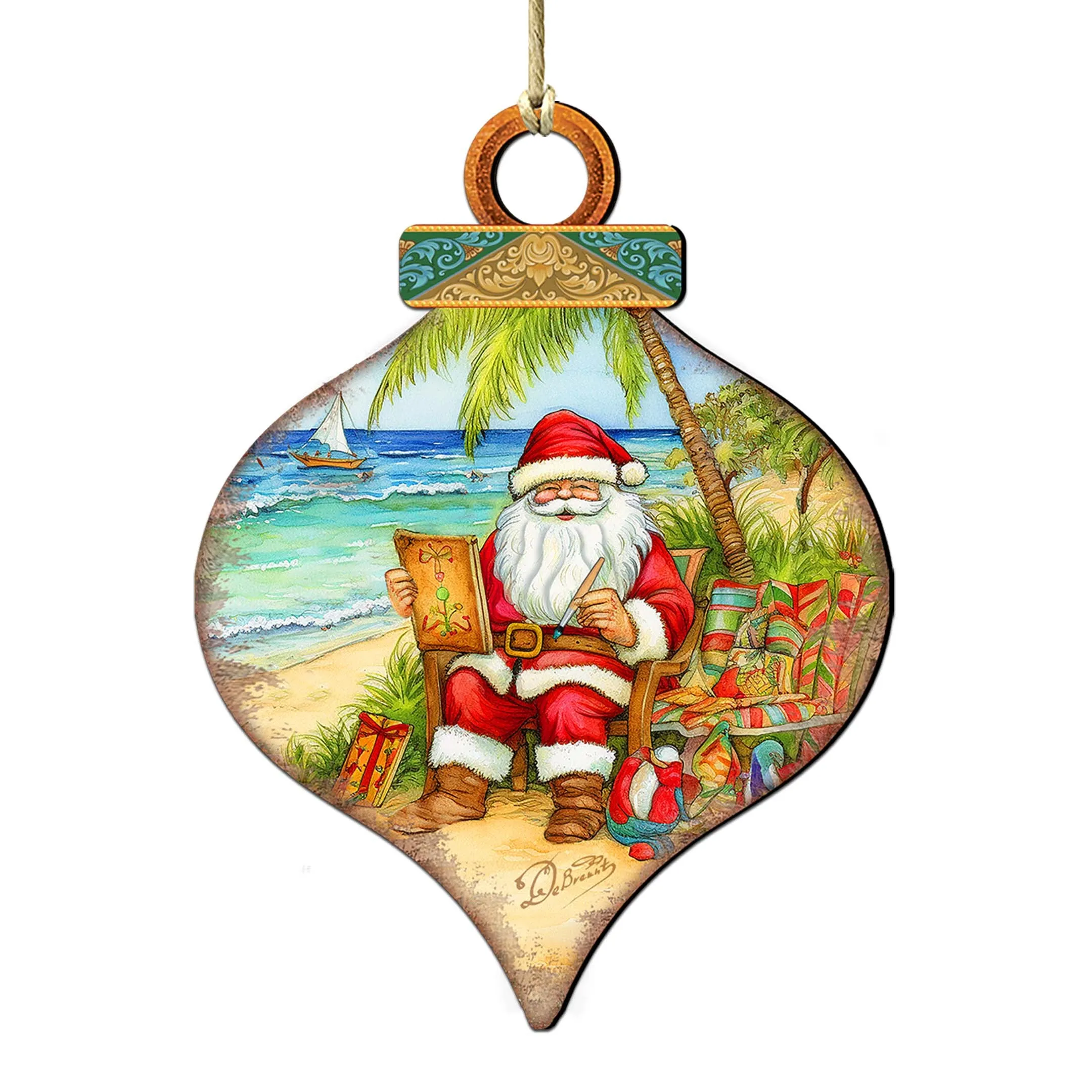 Beach Themed Ornaments - Santa's Artistry Wooden Ornaments by G. Debrekht | Coastal Holiday Décor - 8688184
