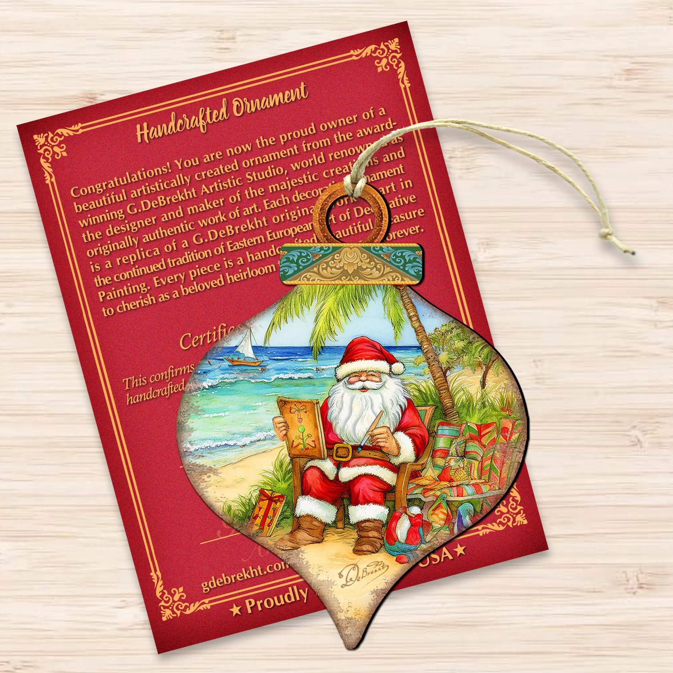Beach Themed Ornaments - Santa's Artistry Wooden Ornaments by G. Debrekht | Coastal Holiday Décor - 8688184