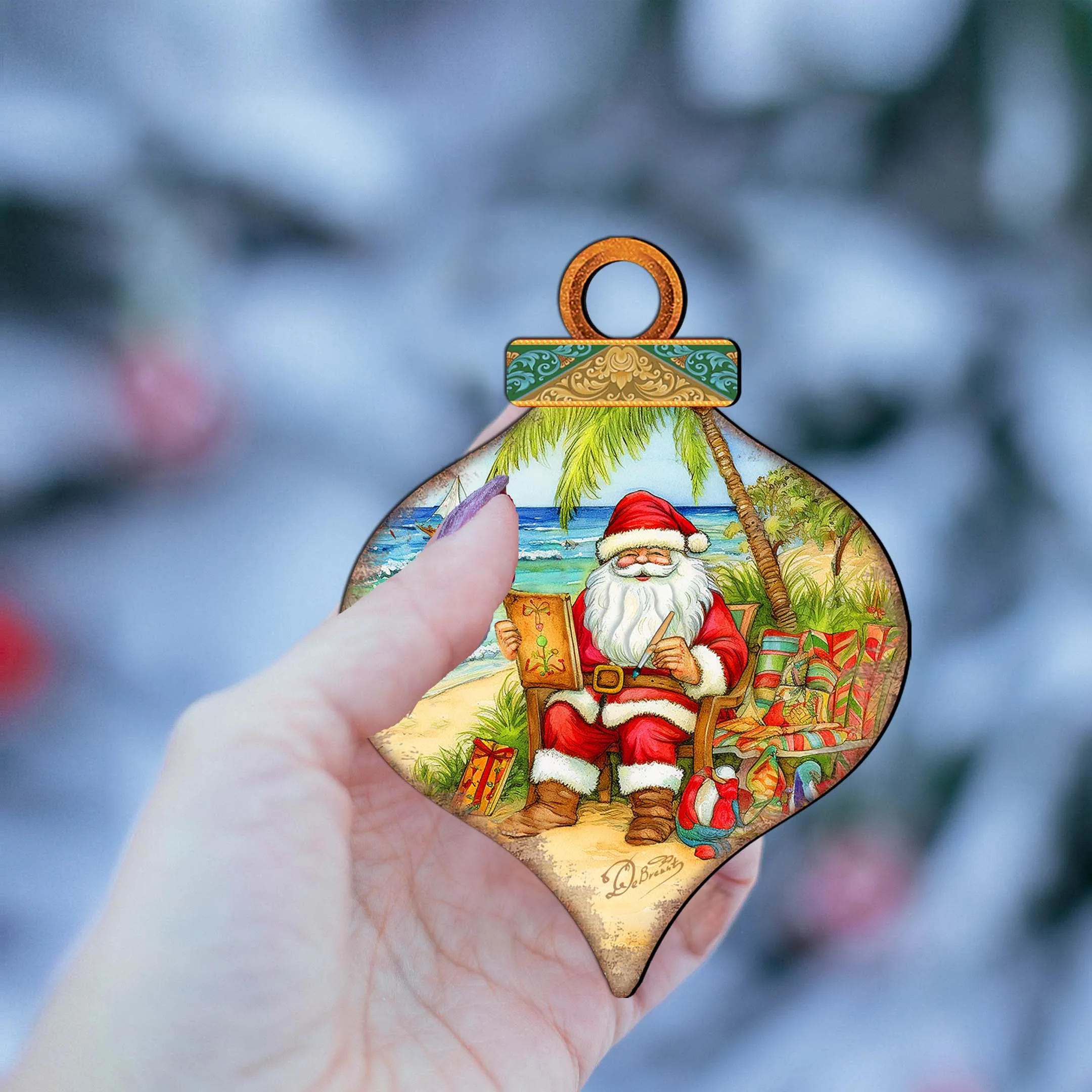 Beach Themed Ornaments - Santa's Artistry Wooden Ornaments by G. Debrekht | Coastal Holiday Décor - 8688184