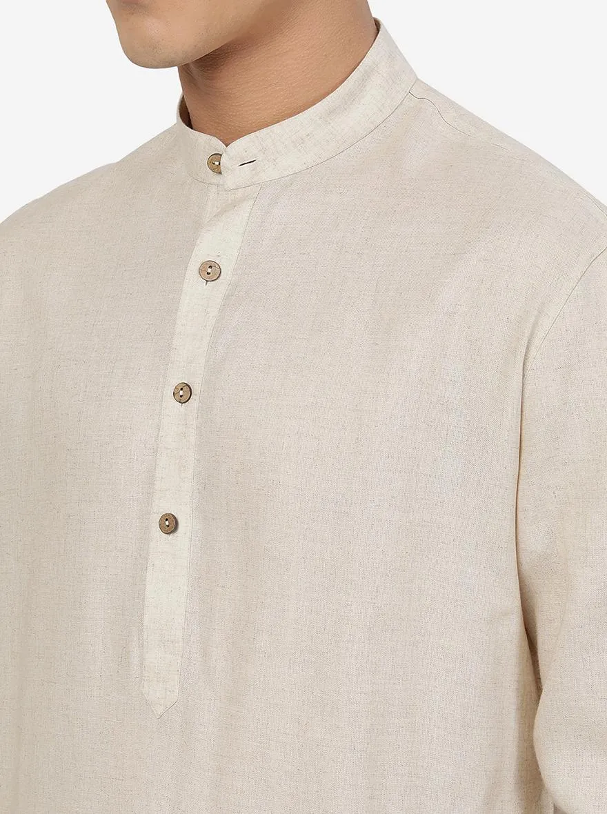 Beige Solid Regular Fit Modi Kurta | JadeBlue