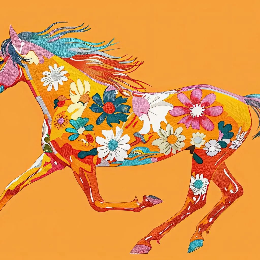 Blooming Horse on Tangerine