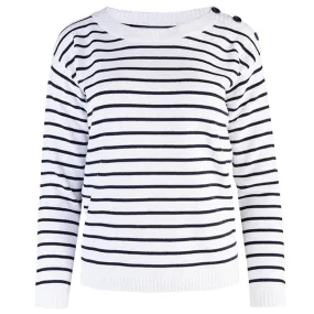 Boatneck Pullover in White/Navy Stripe Boatneck Pullover in White/Navy Stripe