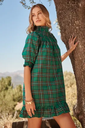Boswell Tartan Plaid Smocked Yoke Mini Dress Boswell Tartan Plaid Smocked Yoke Mini Dress