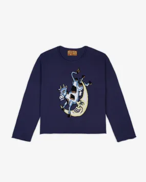 Brain Dead - Men's Diddle Cropped Sweater - (Navy) Brain Dead - Men's Diddle Cropped Sweater - (Navy)