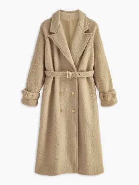 Buckle Belted Long Faux Fur Coat Buckle Belted Long Faux Fur Coat