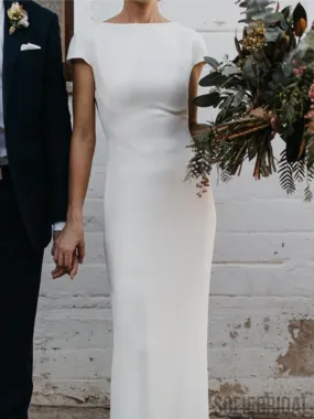 Cap Sleeve Modern Wedding Stretchy Long Sheath Wedding Dresses, WD0273 Cap Sleeve Modern Wedding Stretchy Long Sheath Wedding Dresses, WD0273