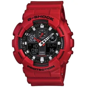 Casio G-SHOCK 55mm Duo Red Resin Black Dial Analogue-Digital Men's Watch - GA100B-4A Casio G-SHOCK 55mm Duo Red Resin Black Dial Analogue-Digital Men's Watch - GA100B-4A