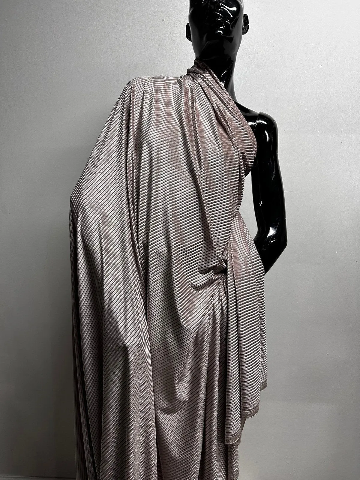 Champagne Striped Sheer Velvet Jersey