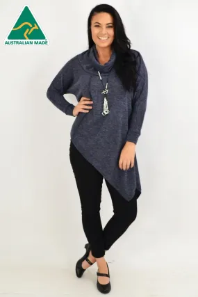 Charcoal Grey Asymmetrical Rolled Neck Jumper Charcoal Grey Asymmetrical Rolled Neck Jumper