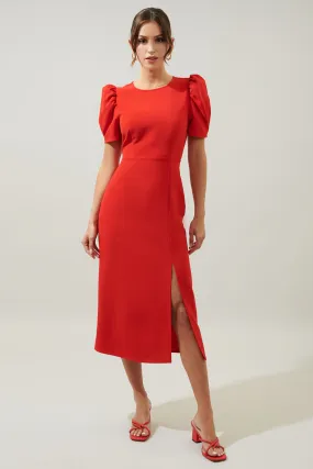 Chelsea Gathered Sleeve Midi Sheath Dress Chelsea Gathered Sleeve Midi Sheath Dress