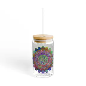 Colorful Hand-Drawn Mandala Design Sipper Glass (16oz) Colorful Hand-Drawn Mandala Design Sipper Glass (16oz)