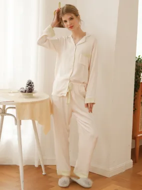 Contrast Color Pocket Cotton Pajama Set Contrast Color Pocket Cotton Pajama Set