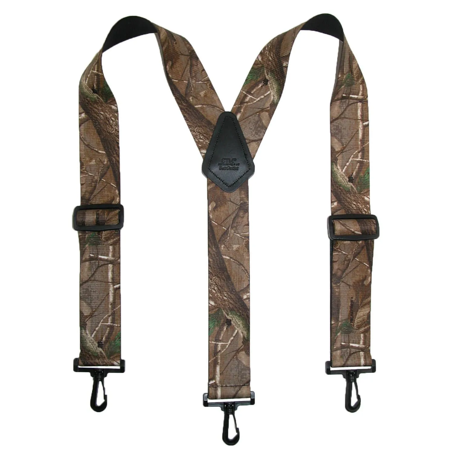 CTM® Men's Elastic Camouflage Suspenders with Black Swivel Clips