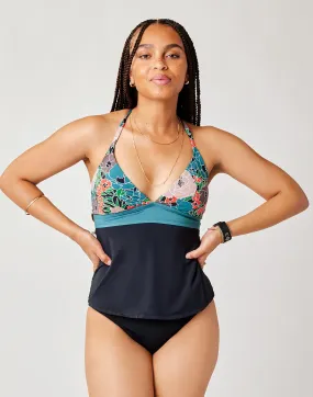 Dahlia Tankini: Jardin w. Black - FINAL SALE Dahlia Tankini: Jardin w. Black - FINAL SALE