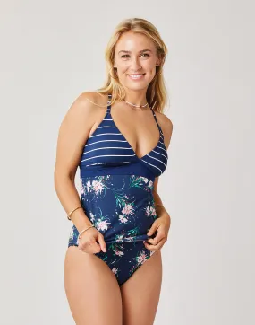 Dahlia Tankini: Nautical w. Bouquet - FINAL SALE Dahlia Tankini: Nautical w. Bouquet - FINAL SALE