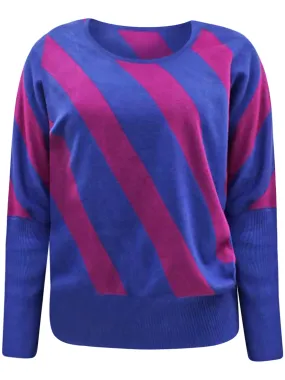 Diagonal Stripe Long Dolman Sleeve Sweater Diagonal Stripe Long Dolman Sleeve Sweater