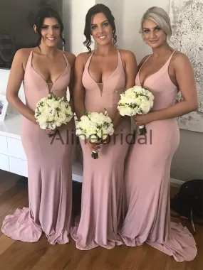 Dusty Pink Halter Mermaid Long Bridesmaid Dresses, AB4060 Dusty Pink Halter Mermaid Long Bridesmaid Dresses, AB4060