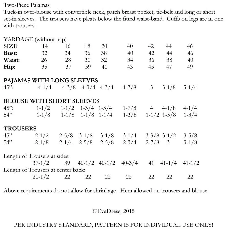E-PATTERN 1934 Palazzo Lounging Ensemble E650