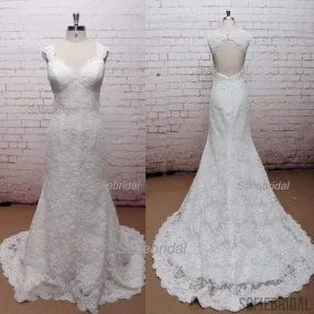 Elegant Lace Sleeveless Long Sheath Open Back Real Made Wedding Dresses, WD0211 Elegant Lace Sleeveless Long Sheath Open Back Real Made Wedding Dresses, WD0211
