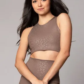 Embossed Leopard Latte Crop Top Embossed Leopard Latte Crop Top