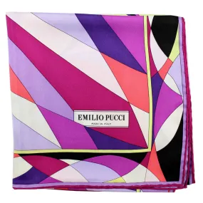 Emilio Pucci Scarf Purple Lime Design - Large Twill Silk Square Scarf Emilio Pucci Scarf Purple Lime Design - Large Twill Silk Square Scarf